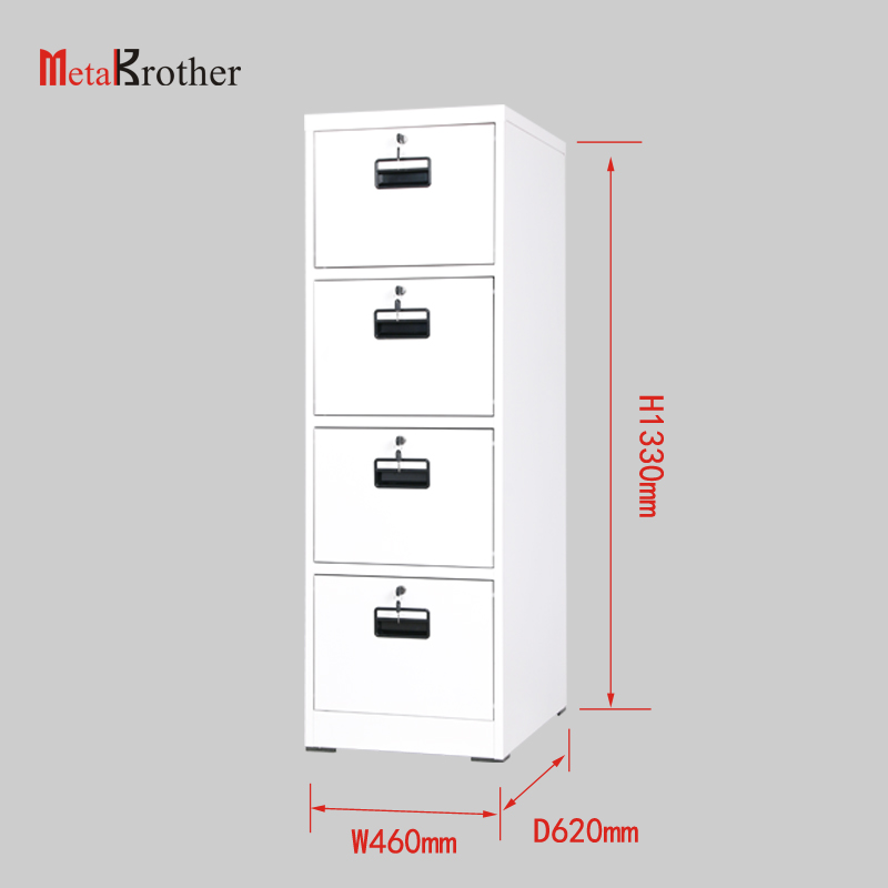 4 Drawer White File Cabinet With Plastic Handle 4 Lock